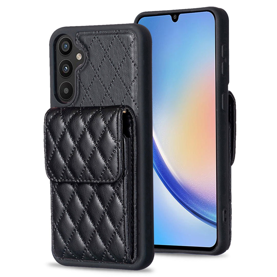 BF22-Style For Samsung Galaxy A34 5G Leather Coated TPU Kickstand Phone Case Card Holder Cover BF22-Style For Samsung Galaxy A34 5G Leather Coated TPU Kickstand Phone Case Card Holder Cover